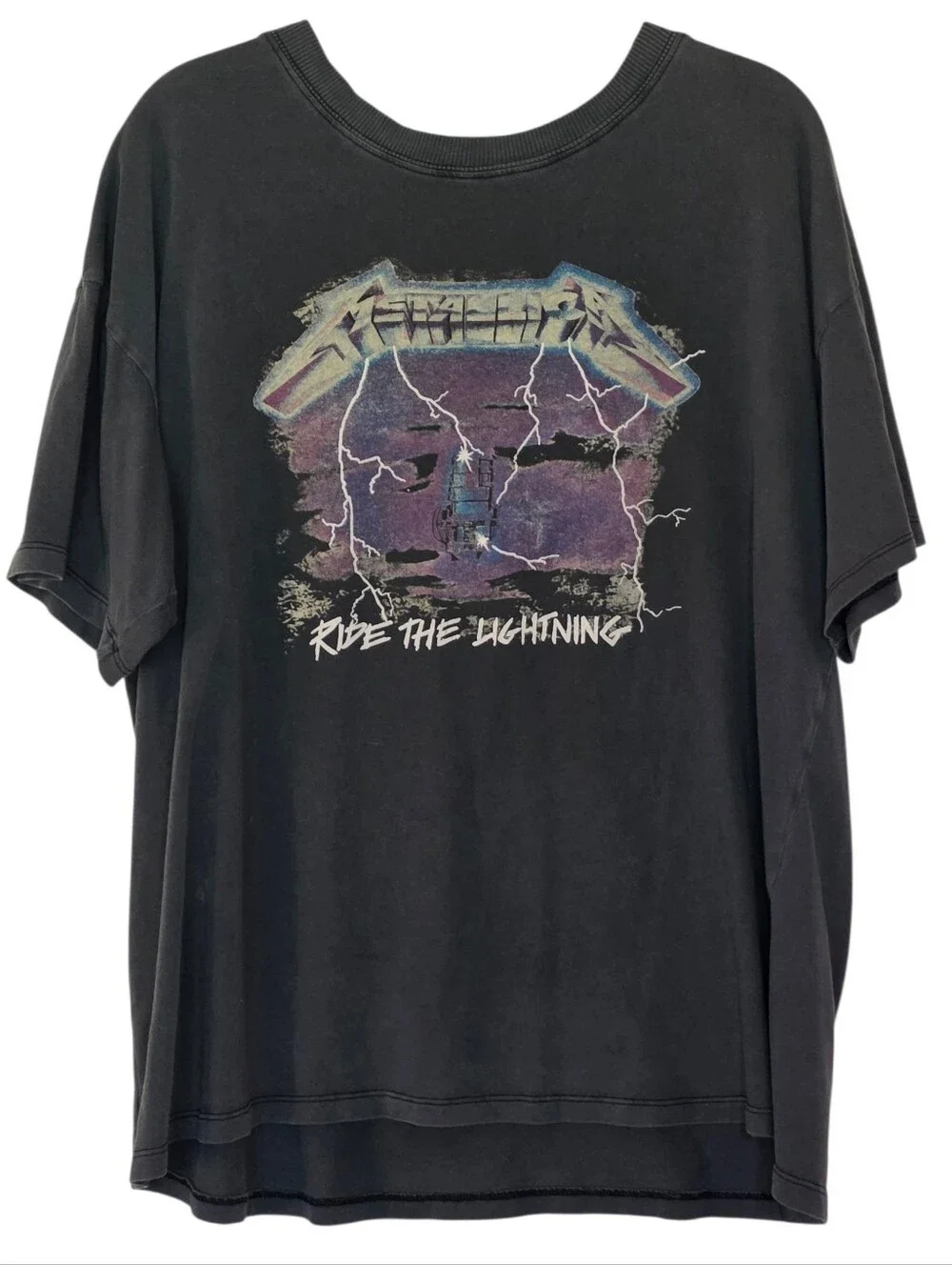 Metallica Ride The Lightning Crew Neck Shirt Blue Vintage Style Mens Large / XL